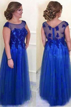 A-Line Tulle Mother of The Bride Dresses with Lace Appliques 602136