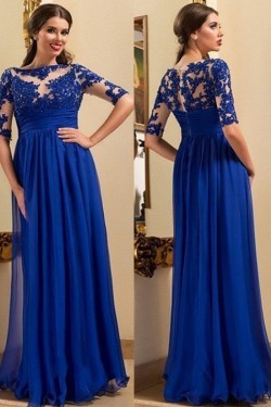 A-Line Long Mother of The Bride Dresses with Lace Appliques 602137