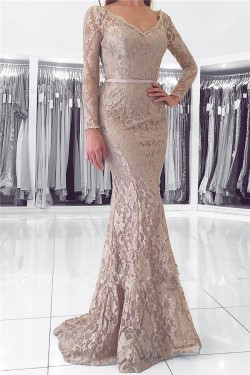 Mermaid V-Neck Lace Long Mother of The Bride Dresses 602141