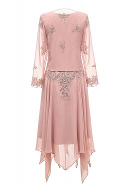 Long Sleeves Lace Chiffon Short Mother of The Bride Dresses 602146