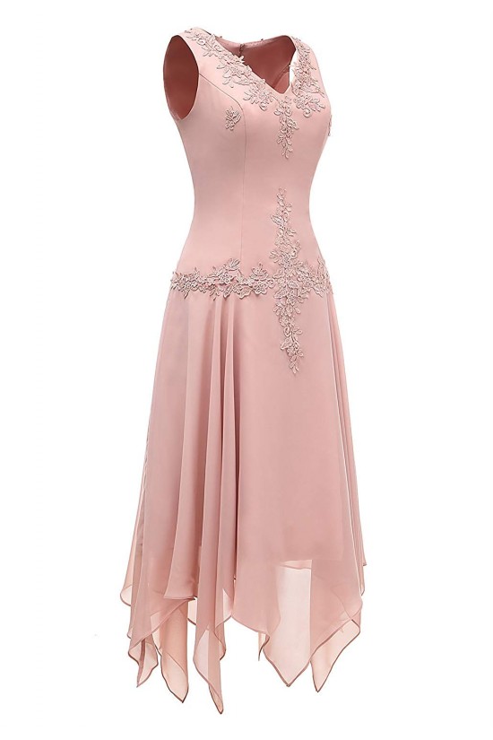 Long Sleeves Lace Chiffon Short Mother of The Bride Dresses 602146