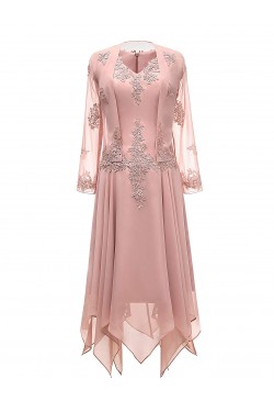 Long Sleeves Lace Chiffon Short Mother of The Bride Dresses 602146