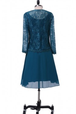 Short Long Sleeves Lace Chiffon Mother of The Bride Dresses 602147