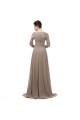 A-Line V-Neck Long Sleeves Lace Chiffon Mother of The Bride Dresses 602149