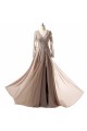 A-Line V-Neck Long Sleeves Lace Chiffon Mother of The Bride Dresses 602149