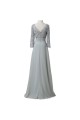 A-Line Beaded Lace Appliques V-Neck Long Mother of The Bride Dresses 602151