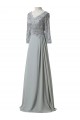A-Line Beaded Lace Appliques V-Neck Long Mother of The Bride Dresses 602151