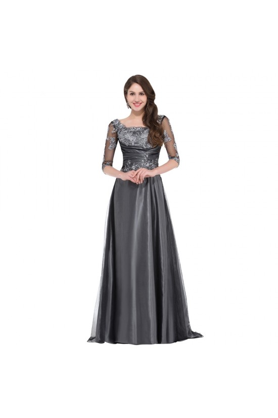 A-Line 3/4 Length Sleeves Long Mother of The Bride Dresses 602154