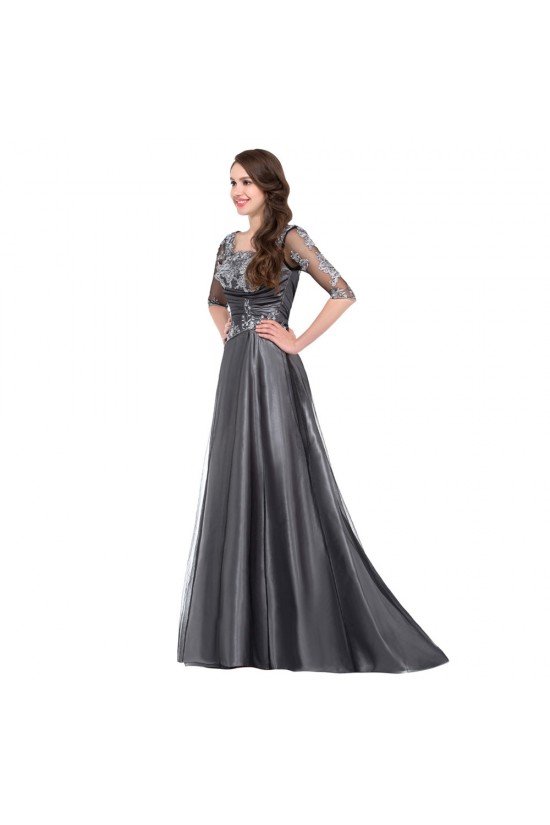 A-Line 3/4 Length Sleeves Long Mother of The Bride Dresses 602154