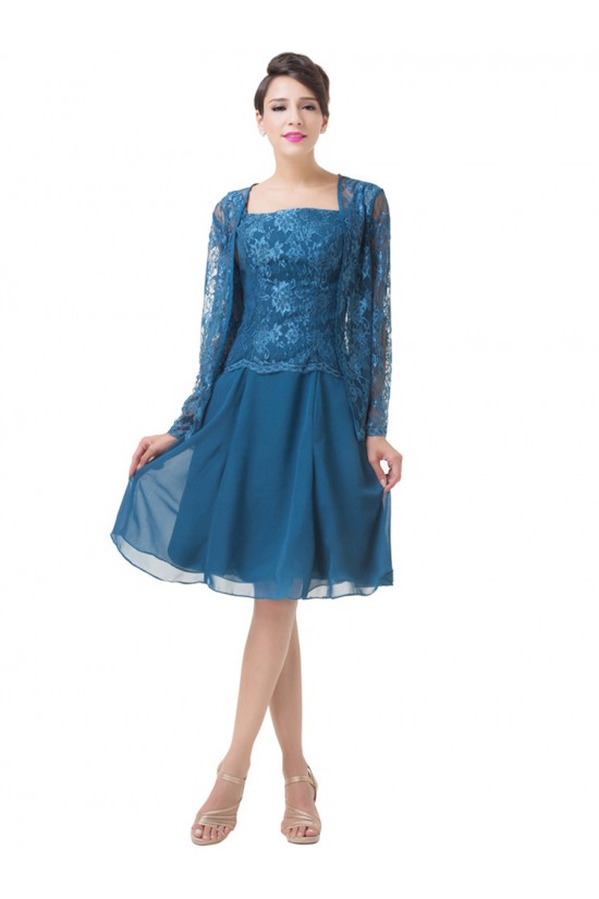 Short Long Sleeves Lace Chiffon Mother of The Bride Dresses 602155 Short Long Sleeves Lace Chiffon Mother of The Bride Dresses 602155
