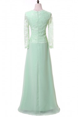 A-Line Long Sleeves Lace Chiffon Mother of The Bride Dresses 602156