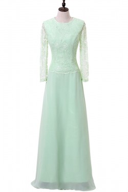A-Line Long Sleeves Lace Chiffon Mother of The Bride Dresses 602156