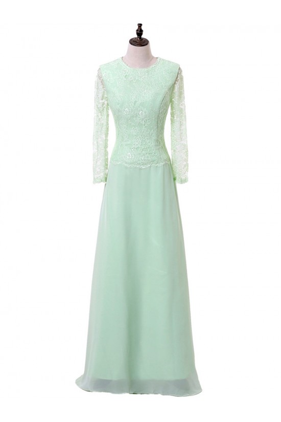 A-Line Long Sleeves Lace Chiffon Mother of The Bride Dresses 602156 A-Line Long Sleeves Lace Chiffon Mother of The Bride Dresses 602156