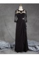 3/4 Length Sleeves Long Black Chiffon Lace Mother of The Bride Dresses 602164