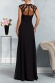 A-Line Beaded Lace Chiffon Long Black Mother of The Bride Dresses 602165