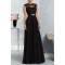 A-Line Beaded Lace Chiffon Long Black Mother of The Bride Dresses 602165