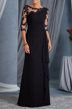 Lace Chiffon Long Black Mother of The Bride Dresses 602166