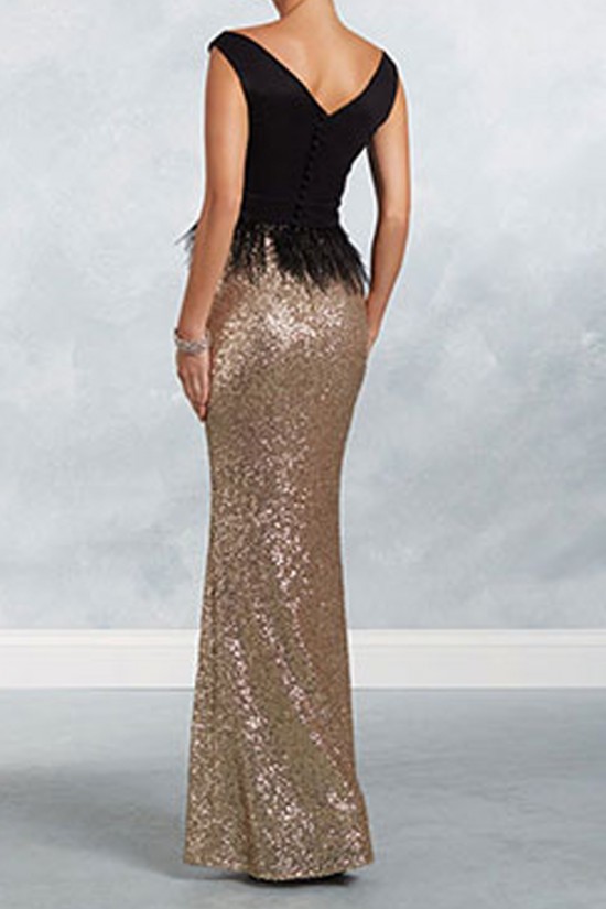 Elegant Long Black Gold Sequins Mother of the Bride Dresses 602168