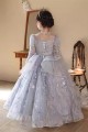 Gorgeous Princess Silver Lace Flower Girl Dresses with Long Sleeves XF101001 Gorgeous Princess Silver Lace Flower Girl Dresses with Long Sleeves XF101001