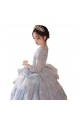 Gorgeous Princess Silver Lace Flower Girl Dresses with Long Sleeves XF101001 Gorgeous Princess Silver Lace Flower Girl Dresses with Long Sleeves XF101001