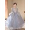 Gorgeous Princess Silver Lace Flower Girl Dresses with Long Sleeves XF101001