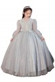 A-Line Princess Sparkly Flower Girl Dresses with Long Sleeves XF101002 A-Line Princess Sparkly Flower Girl Dresses with Long Sleeves XF101002
