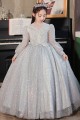 A-Line Princess Sparkly Flower Girl Dresses with Long Sleeves XF101002 A-Line Princess Sparkly Flower Girl Dresses with Long Sleeves XF101002