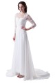 A-line Long Sleeves Sweep Train Chiffon and Lace Wedding Dresses WD010002 A-line Long Sleeves Sweep Train Chiffon and Lace Wedding Dresses WD010002