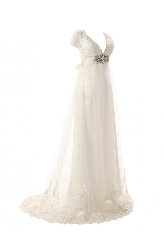 Sexy A-line V-neck Lace Sweep Train Wedding Dresses WD010003 Sexy A-line V-neck Lace Sweep Train Wedding Dresses WD010003