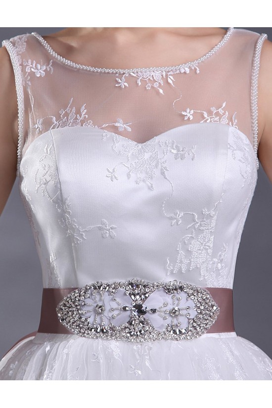 Ball Gown Scoop Floor Length Wedding Dresses WD010004