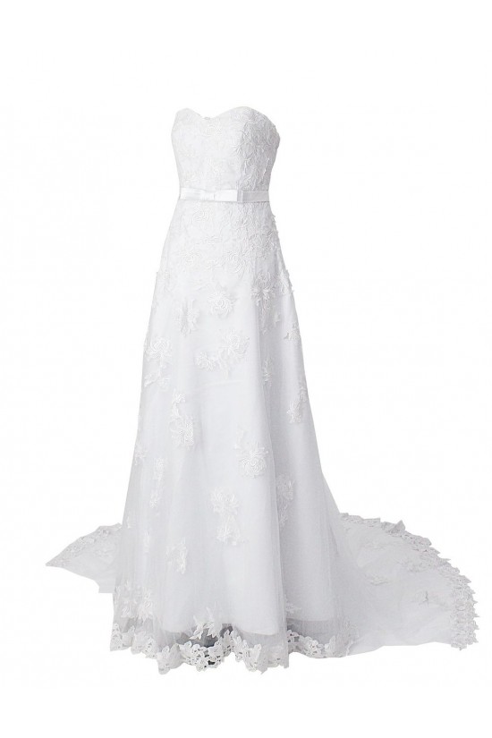 Elegant A-line Chapel Train Lace Wedding Dresses WD010008 Elegant A-line Chapel Train Lace Wedding Dresses WD010008
