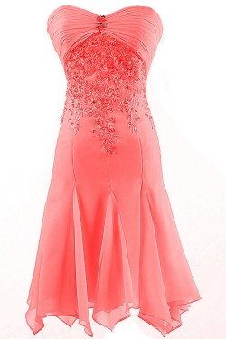 A-line Sweetheart Short/Mini Chiffon Applique Wedding Dresses WD010009