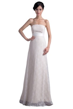 A-line Strapless Floor Length Lace Wedding Dresses WD010010