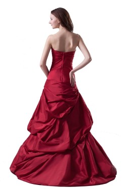 A-line Chapel Train Red Beaded Wedding Dresses WD010014