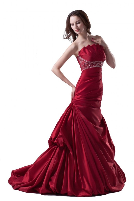 A-line Chapel Train Red Beaded Wedding Dresses WD010014 A-line Chapel Train Red Beaded Wedding Dresses WD010014