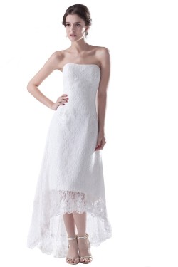 A-line High Low Short Lace Wedding Dresses WD010015
