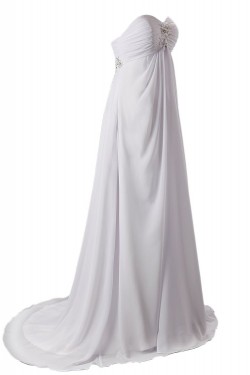 Empire Sweetheart Beaded Chiffon Sweep Train Maternity Wedding Dresses WD010016