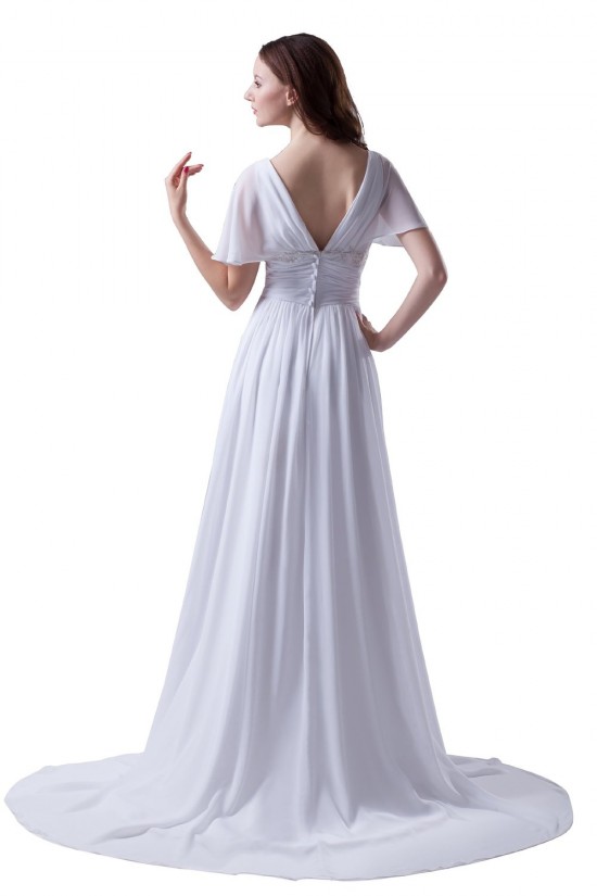 Sheath/Column Off-the-Shoulder Chapel Train Chiffon Wedding Dresses WD010019 Sheath/Column Off-the-Shoulder Chapel Train Chiffon Wedding Dresses WD010019