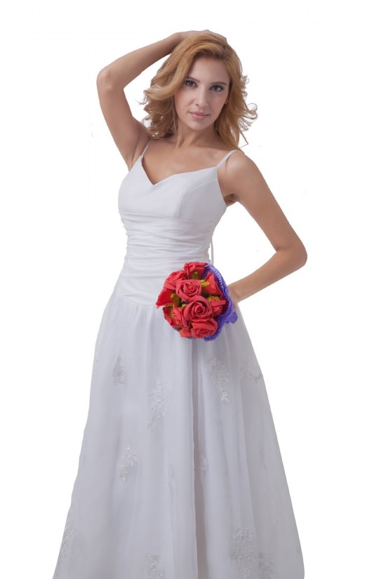 A-line Spaghetti Straps Tea-length Wedding Dresses WD010021 A-line Spaghetti Straps Tea-length Wedding Dresses WD010021
