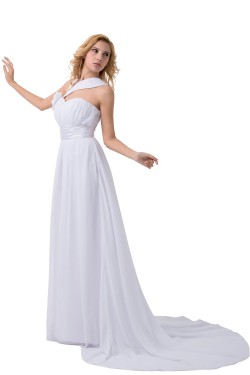 Sheath/Column Sweep Train Chiffon Wedding Dresses WD010022