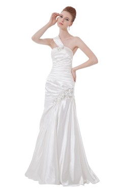 Sheath/Column One-Shoulder Floor-Length Wedding Dresses WD010023