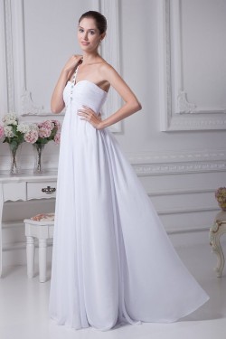 Sheath/Column One Shoulder Chiffon Wedding Dresses WD010025