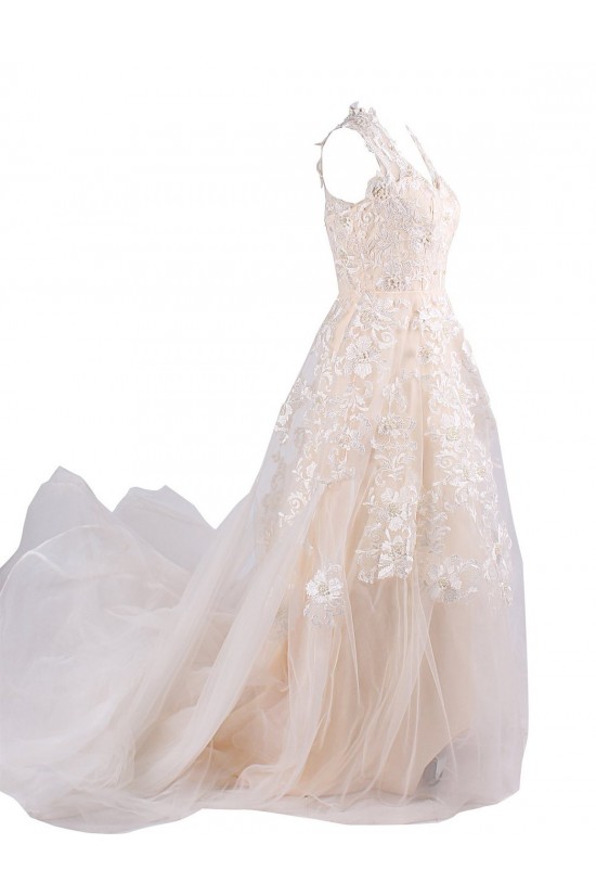 A-line Chapel Train Applique Wedding Dresses WD010027 A-line Chapel Train Applique Wedding Dresses WD010027