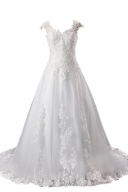 A-line Chapel Train Lace Wedding Dresses WD010028