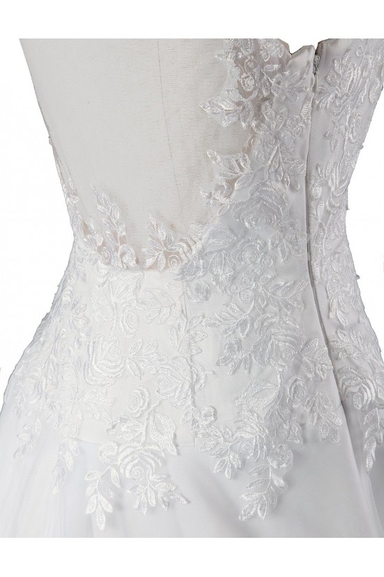 A-line Chapel Train Lace Wedding Dresses WD010028