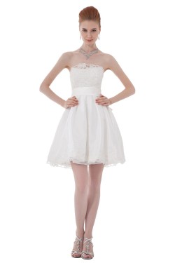 Short/Mini Strapless Lace Wedding Dresses WD010030