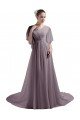 A-line Short Sleeves Chapel Train Chiffon Wedding Dresses WD010031