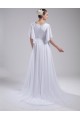 A-line Short Sleeves Chapel Train Chiffon Wedding Dresses WD010031