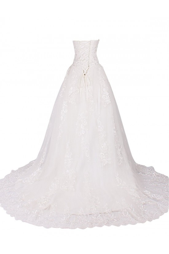 A-line Strapless Chapel Train Lace Wedding Dresses WD010032 A-line Strapless Chapel Train Lace Wedding Dresses WD010032