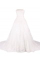 A-line Strapless Chapel Train Lace Wedding Dresses WD010032